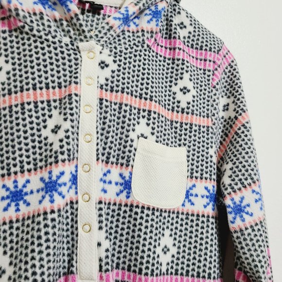 Kensie Onesie Hooded Fleece Pattern PJ's Large - Picture 13 of 16